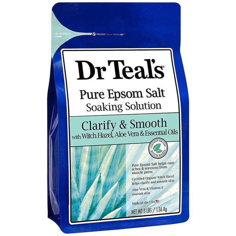Dr Teal's Pure Epsom Bath Salt Clarify & Smooth Witch Hazel Aloe Vera 1.36Kg