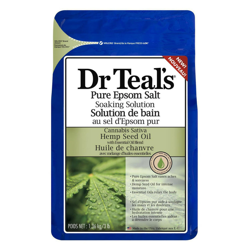 Dr. Teal's Epsom Bath Salt - Cannabis Sativa Hemp Seed Oil, 1.36 Kg