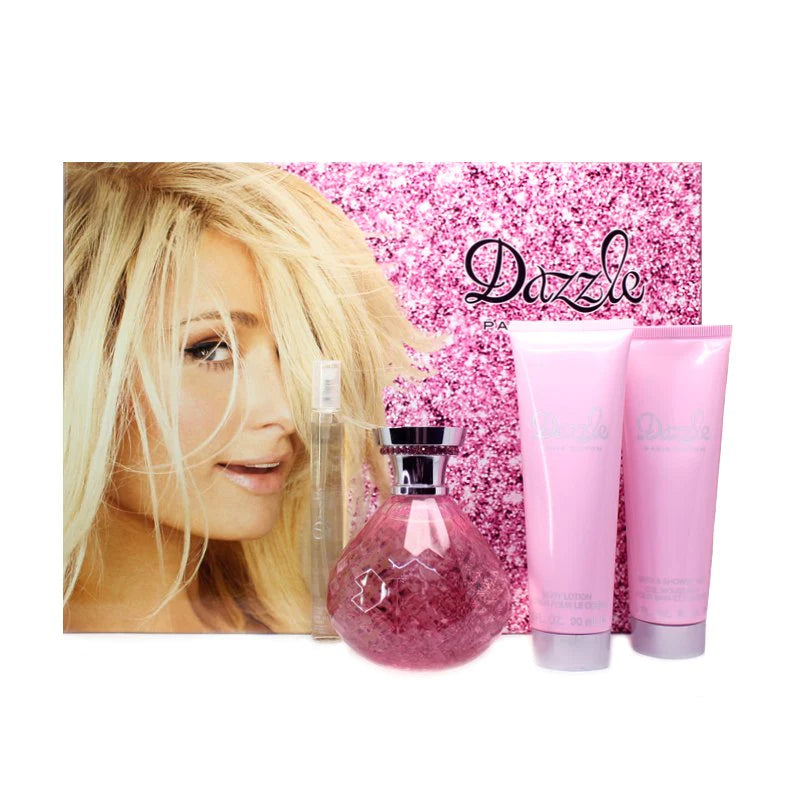 Paris Hilton DAZZLE 4 Piece Gift Set - 4.2 oz Eau De Parfum Spray