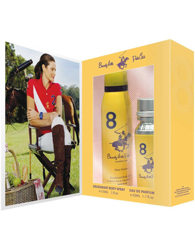 Beverly Hills Polo Club No 8 Gift Set for Women EDP 50ml With Deodorant 150ml