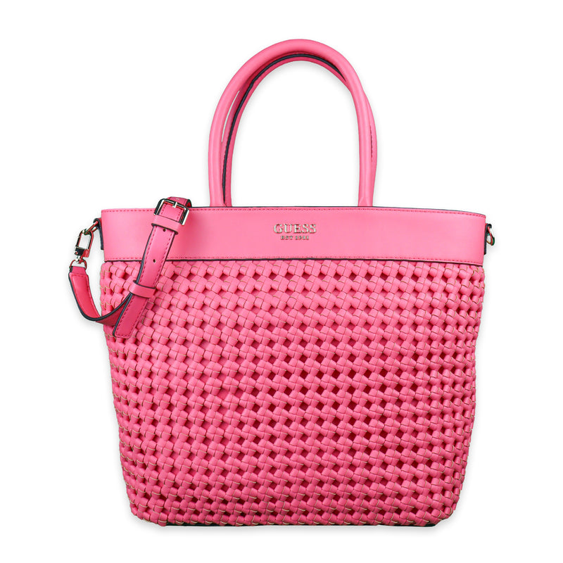 Guess Sicilia Top Zip Large Bright Pink Tote Shoulder Bag with Handles