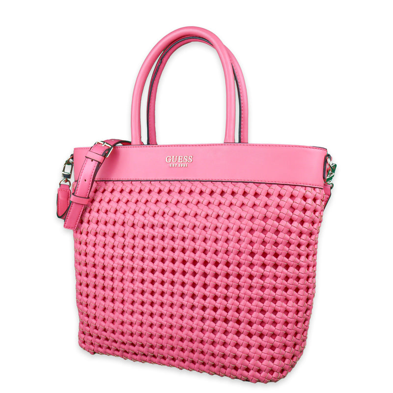 Guess Sicilia Top Zip Large Bright Pink Tote Shoulder Bag with Handles