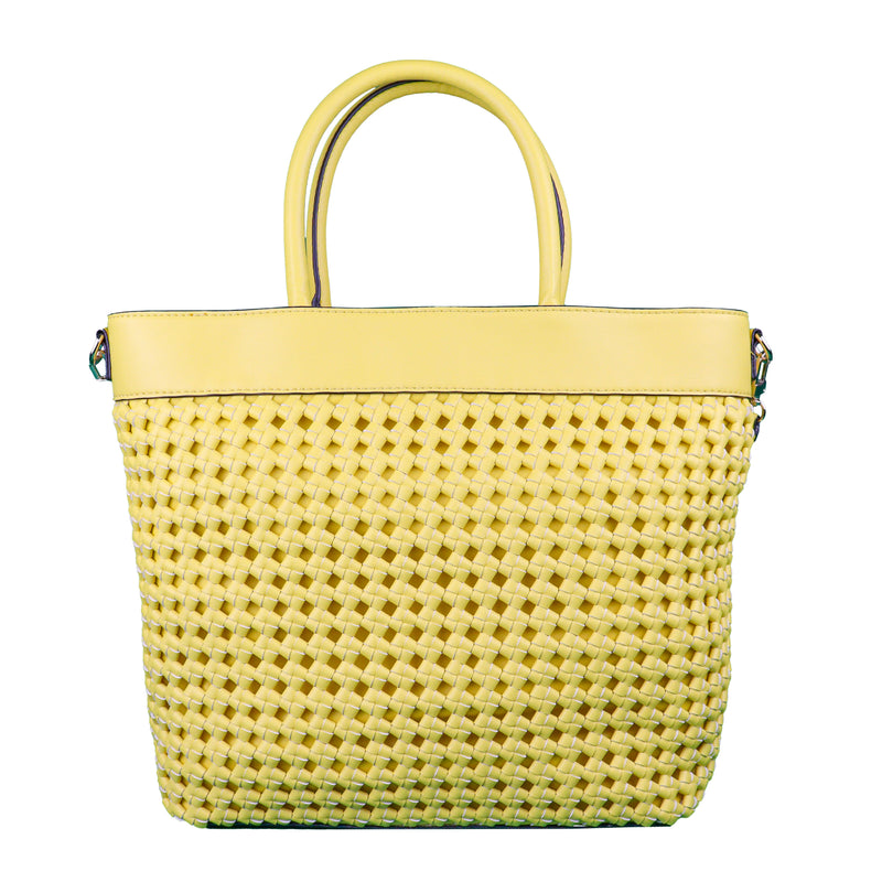 Guess Sicilia Top Zip Large Yellow Tote Shoulder Bag with Handles