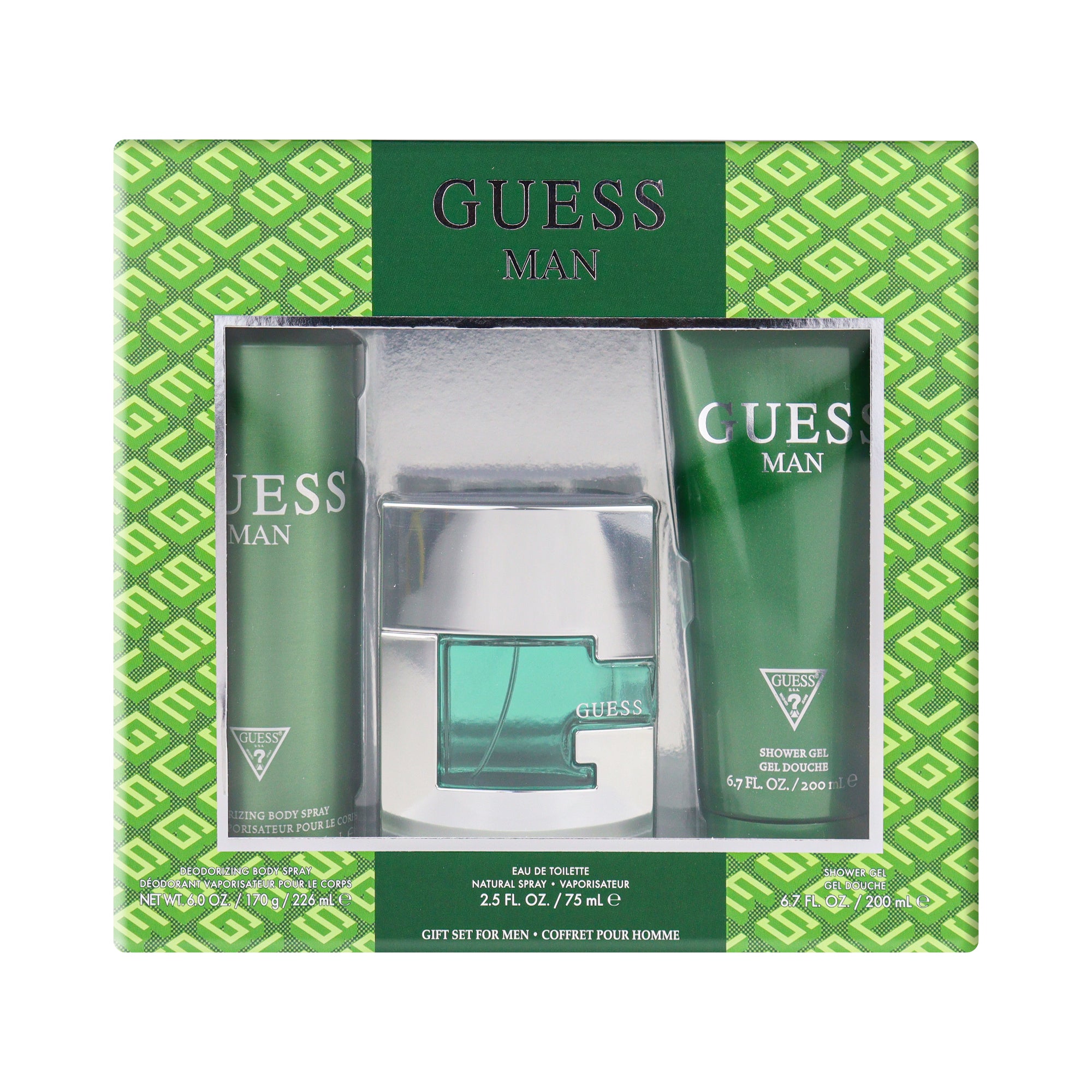 Guess 3 Piece Green Gift Set for Men EDT 100ml 200ml Shower Gel 22