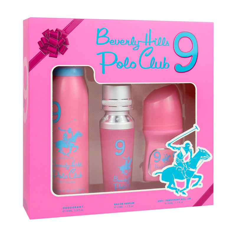 Polo Club No.9 Gift Set for Women - Deodorant 175ML + EDP 50ML + Antiperspirant Roll On 50ML