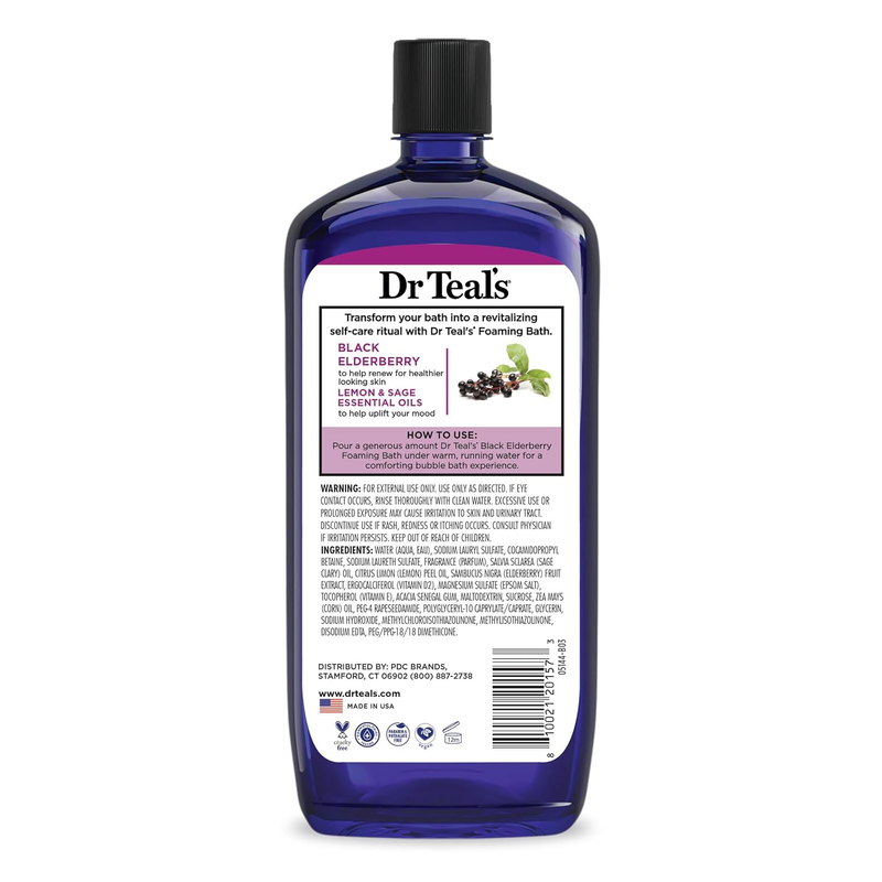 Dr. Teal's Foaming Bath With Epsom Salt Black Elderberry 1000 Ml, Blue