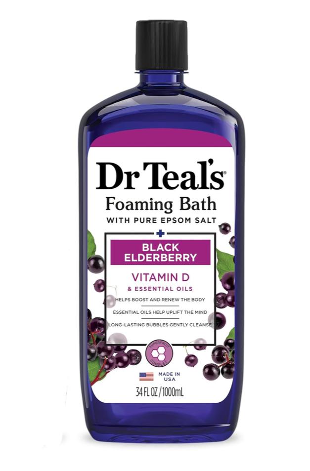 Dr. Teal's Foaming Bath With Epsom Salt Black Elderberry 1000 Ml, Blue