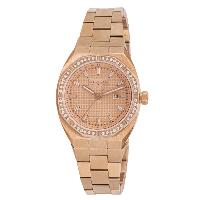 BLADE Octa SS Women's Bejeweled Pink 3628L2RPR Watch - Front