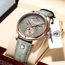 Poedagar 802RGGN Grey Dial Leather Strap Quartz Men's Watch