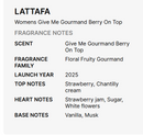 Lattafa Give Me Gourmand Berry On Top Eau De Parfum for Unisex 75ml