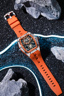 ALDEN ROYSTON AR8450 Orange Skeleton Dial Watch