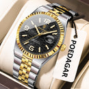 Poedagar 839GDBK Blue Dial Stainless Steel Quartz Men's Watch