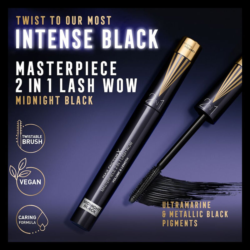 Max Factor Mascara Masterpiece 2 in 1 Lash Wow - Midnight Black