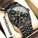 Poedagar 839BKBK Black Dial Stainless Steel Quartz Men's Watch