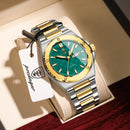 Poedagar 696GDGN Green Dial Stainless Steel Quartz Men's Watch