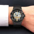 Maserati Potenza Automatic 42mm Black Dial Black Stainless Steel Yellow Gold PVD – R8821108036