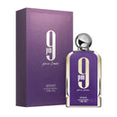 Purple perfume bottle and packaging with '9 pm' and 'Arfani' branding on a white background | Afnan 9pm 