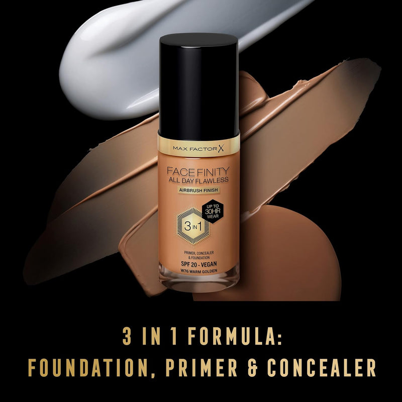 Max Factor Facefinity 3-in-1 All Day Flawless Liquid Foundation, SPF 20 - 76 Warm Golden