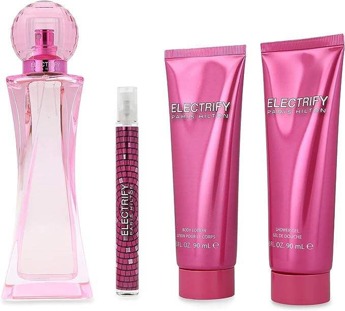 Paris Hilton Electrify 4Pc Set for Women EDP 100ml + 90ml Body Lotion + 90ml + 10ml