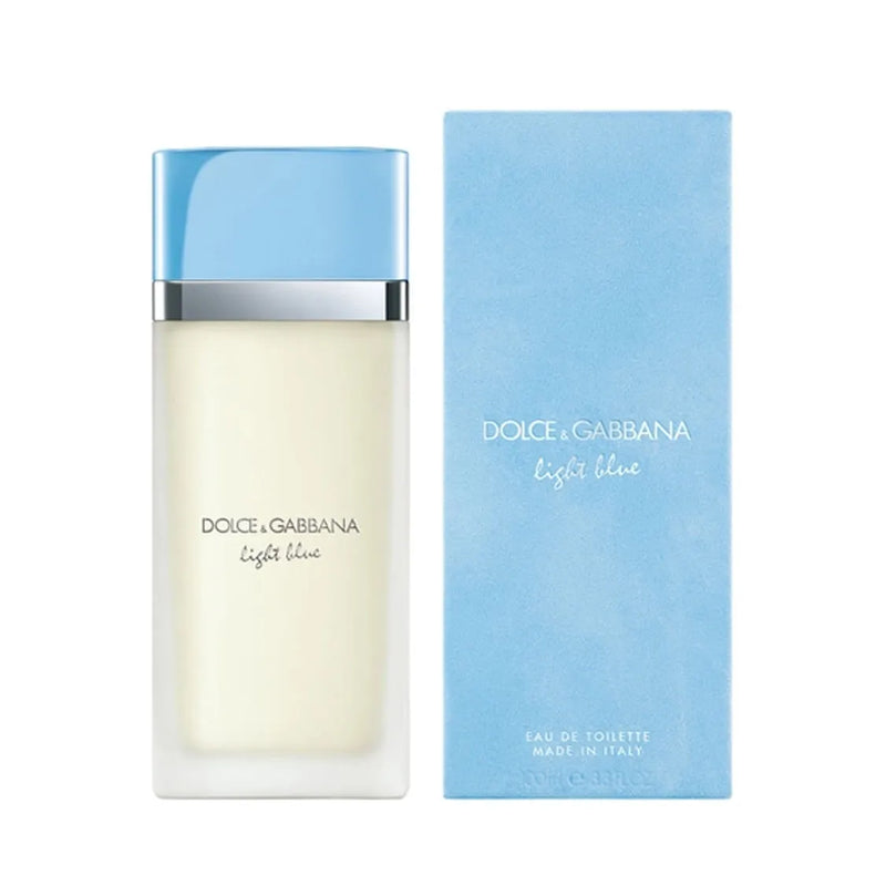 Dolce & Gabbana Light Blue perfume bottle and packaging on a white background