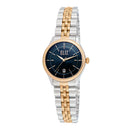 ELIZ ES8893L2UBU SS Case & Band Date Women's Watch