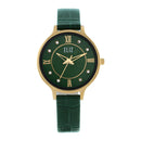 ELIZ ES8909L1GEE SS Caseback & Leather Strap 3-Hands Women's Watch