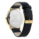 ELIZ ES8922G1GCN SS Caseback & Leather Strap Date Men's Watch