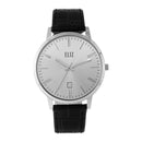 ELIZ ES8922G1SSN SS Caseback & Leather Strap Date Men's Watch
