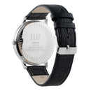 ELIZ ES8922G1SSN SS Caseback & Leather Strap Date Men's Watch