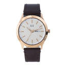 ELIZ ES8923G1RSO SS Caseback & Leather Strap Day-Date Men's Watch