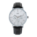 ELIZ ES8926G1SSN SS Caseback & Leather Strap Multifunction Men's Watch