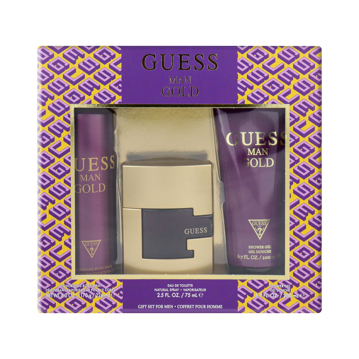 Guess Gold Gift Set for Men EDT 75ml 200ml Shower Gel 226ml