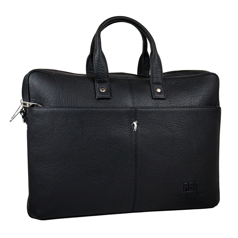 Men's Premium Full-Grain Leather Laptop Briefcase - Fits Up to 15.6" Laptops