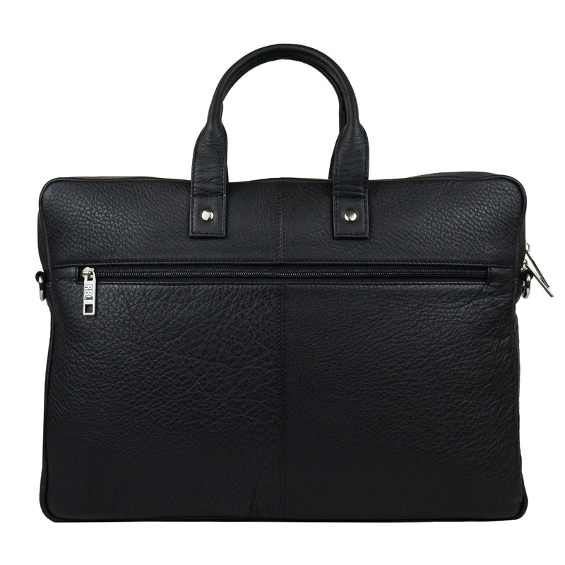 Men's Premium Full-Grain Leather Laptop Briefcase - Fits Up to 15.6" Laptops