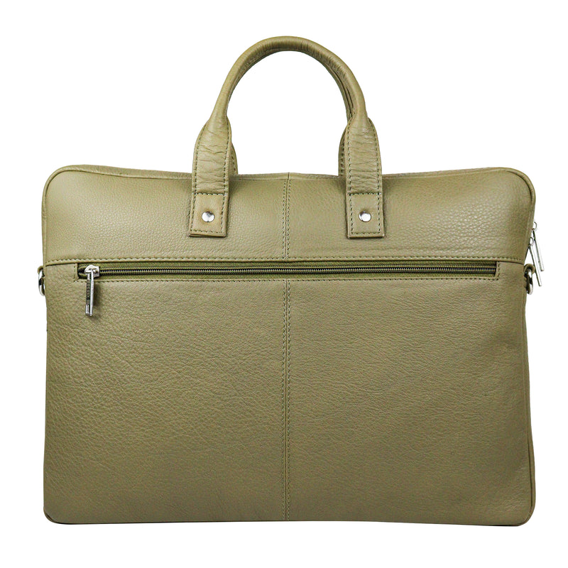 Men's Premium Full-Grain Leather Laptop Briefcase - Fits Up to 15.6" Laptops