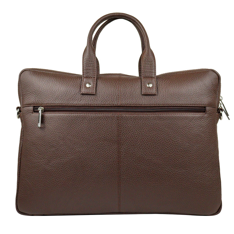 Men's Premium Full-Grain Leather Laptop Briefcase - Fits Up to 15.6" Laptops