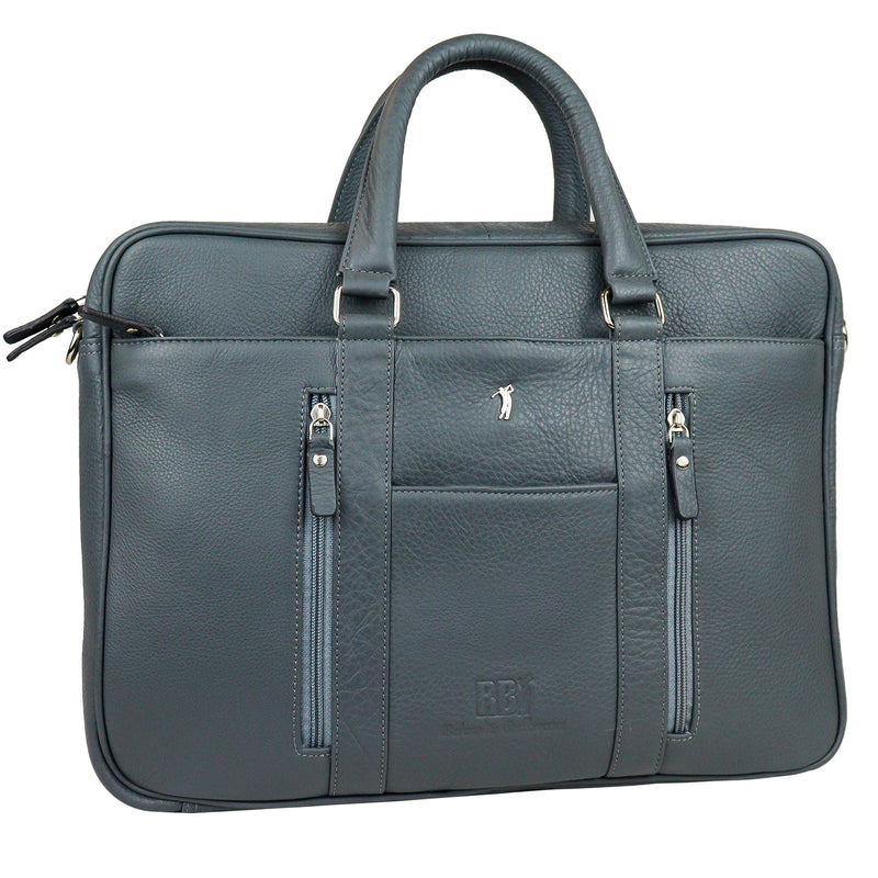 Men's Premium Full-Grain Leather Laptop Briefcase - Fits Up to 15.6" Laptops