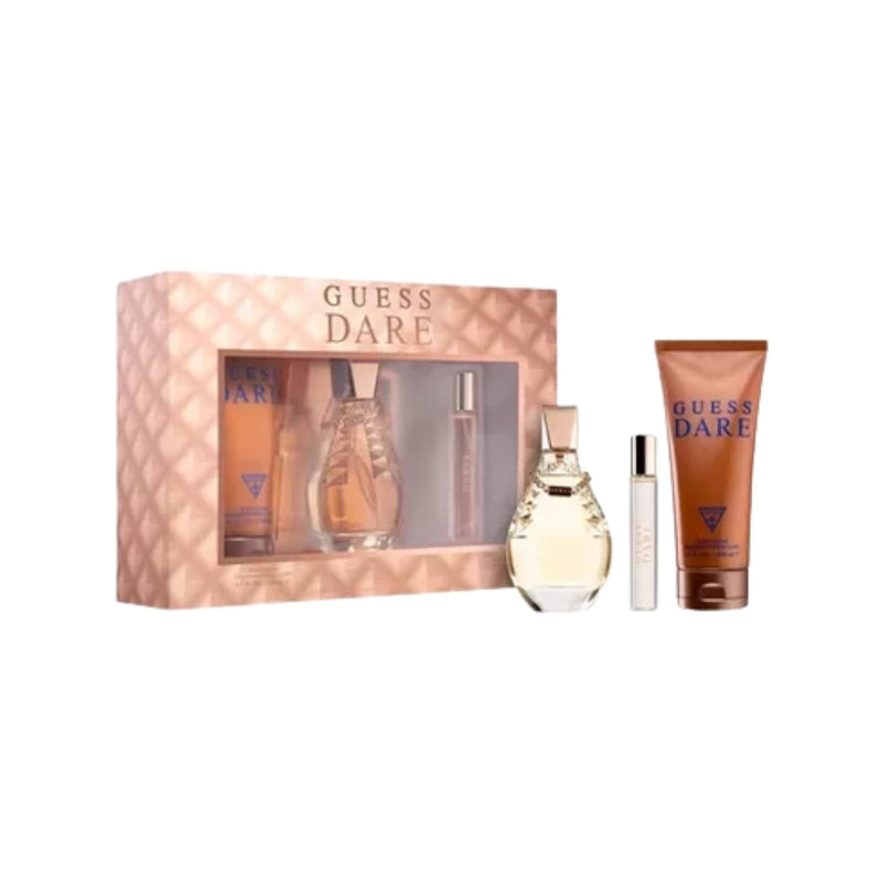Guess Dare 3 Pc Gift Set 3.4oz EDT Spray, 0.5oz EDT Spray, 6.7oz Body Lotion GIF-xpressionsstyle