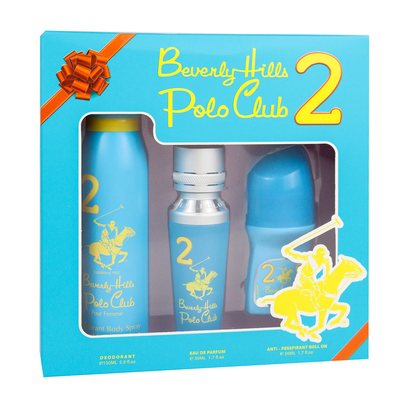 Polo Club No.2 Gift Set for Women - Deodorant 175ML + EDP 50ML + Antiperspirant Roll On 50ML