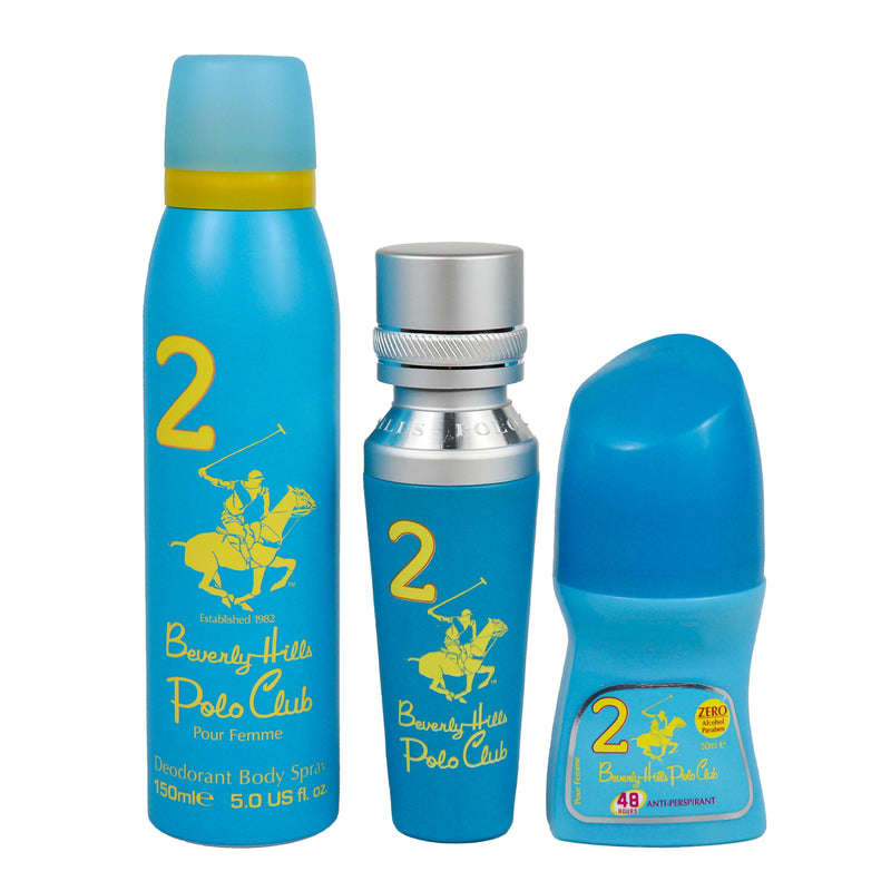 Polo Club No.2 Gift Set for Women - Deodorant 175ML + EDP 50ML + Antiperspirant Roll On 50ML