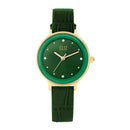 ELIZ ES8907L1GEE SS Caseback & Leather Strap 3-Hands Women's Watch