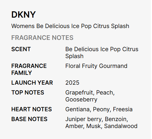 DKNY Be Delicious Ice Pop Citrus Splash Eau De Parfum for Women 50ml