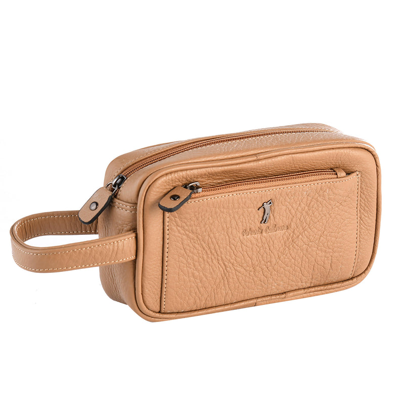 Roberto Ballmore Unisex Zippered Toiletry Bag (TAN)