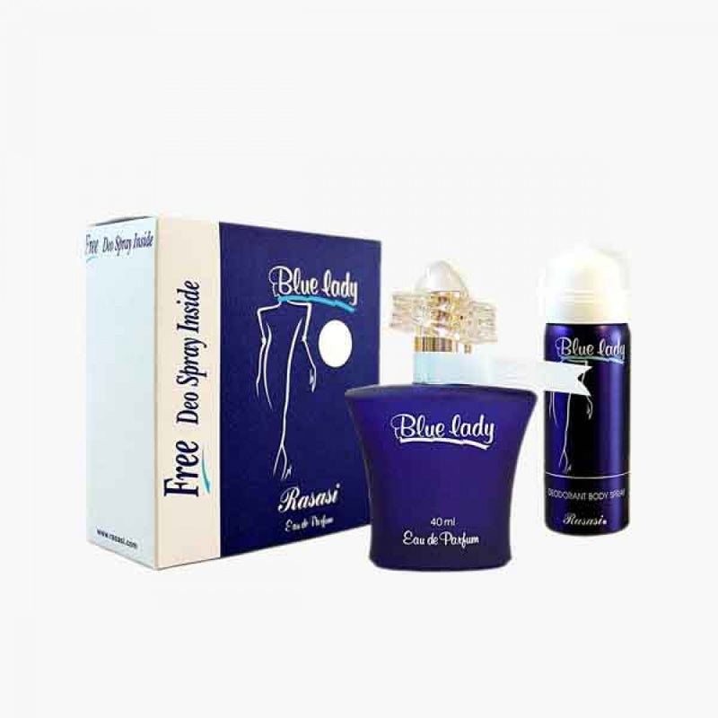 Buy Rasasi Blue Lady Perfume 40ml Deo Set UAE