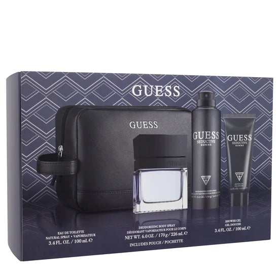 Guess Educative (M) Set EDT 100ml + 100ml Shower Gel + 226ml Body Spray + Pouch Gift pack-xpressionsstyle