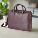 Cross Leather Unisex Laptop Bag (Brown)-xpressionsstyle
