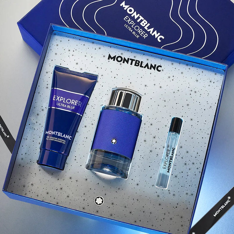 Mont Blanc For Men Explorer Ultra Blue 3 Pieces Gift Set 100Ml (EDP)