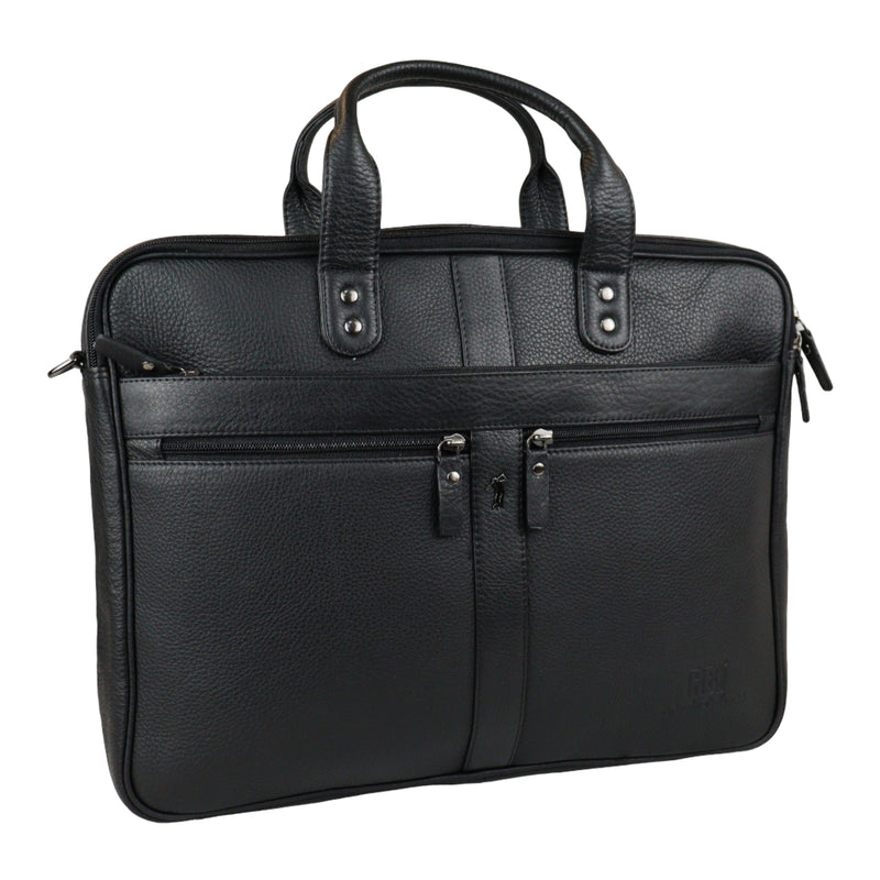 Men's Premium Full-Grain Leather Laptop Briefcase - Fits Up to 15.6" Laptops