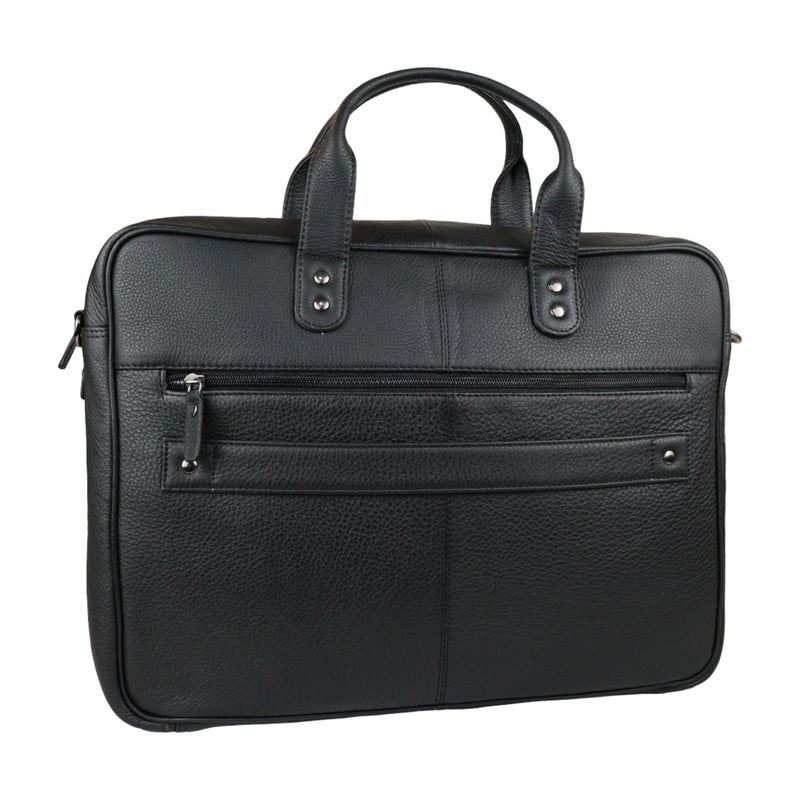 Men's Premium Full-Grain Leather Laptop Briefcase - Fits Up to 15.6" Laptops