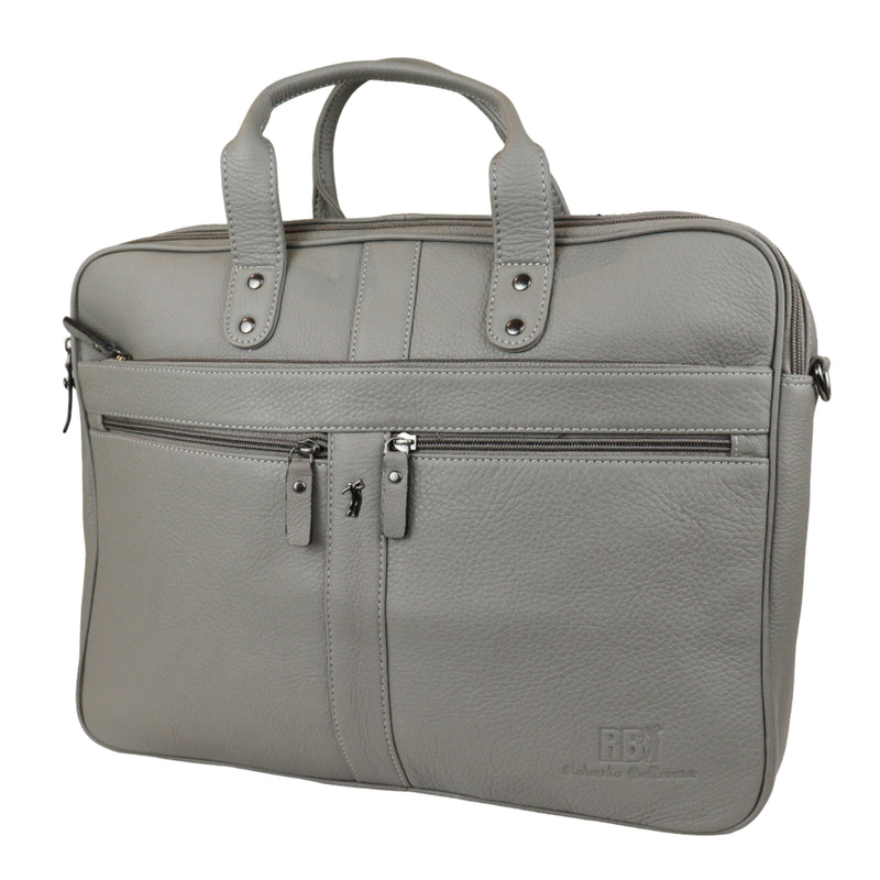 Men's Premium Full-Grain Leather Laptop Briefcase - Fits Up to 15.6" Laptops